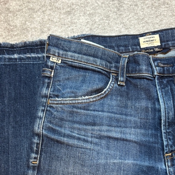 Citizens of Humanity Drew Crop Flare Jeans Size 26 Frayed Cuff Blue ✨ - Picture 8 of 15